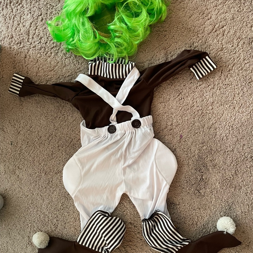 Kids Oompa Loompa Costume - Green and White